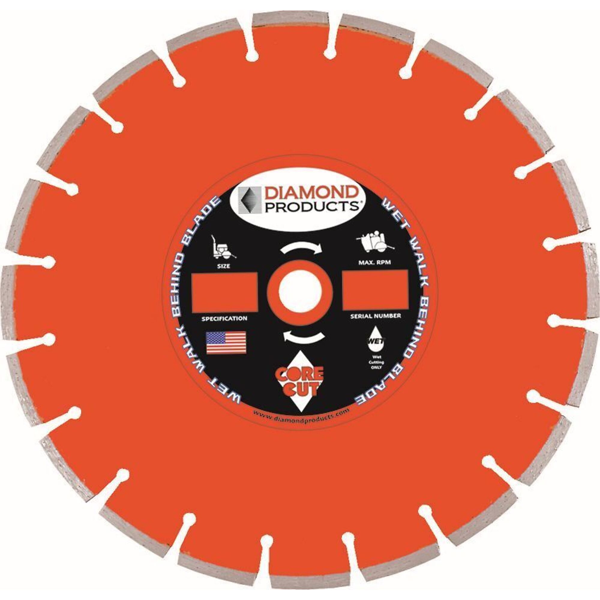 Diamond Heavy-Duty Walk-Behind Blade — 30in. x 0.175in., Orange, Cured Concrete, Hard Aggregate, Model# 32849